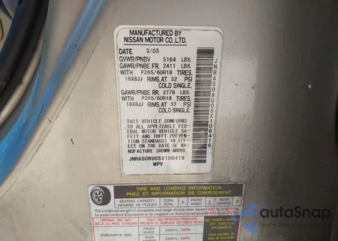 2005 Infiniti Fx35 from USA, damaged, VIN JNRAS08U05X106419